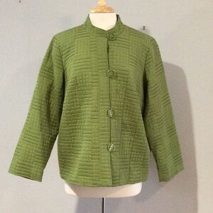 Dressbarn Woman Quilted Green Vintage Button Front Lined Jacket Size 14/16W